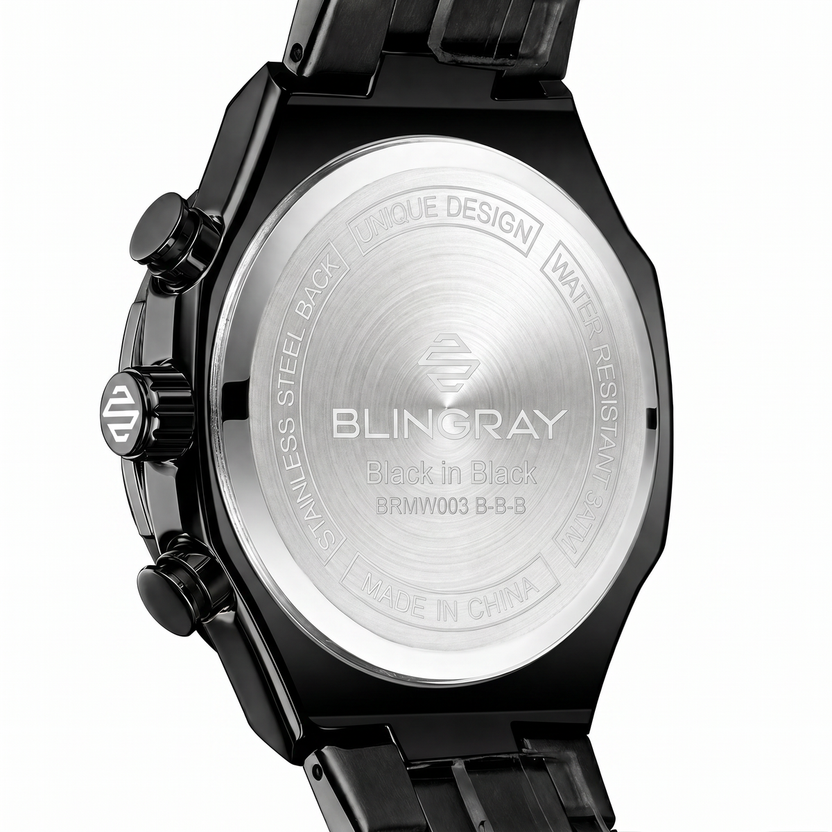 Schwarzes Zifferblatt der Black in Black Uhr