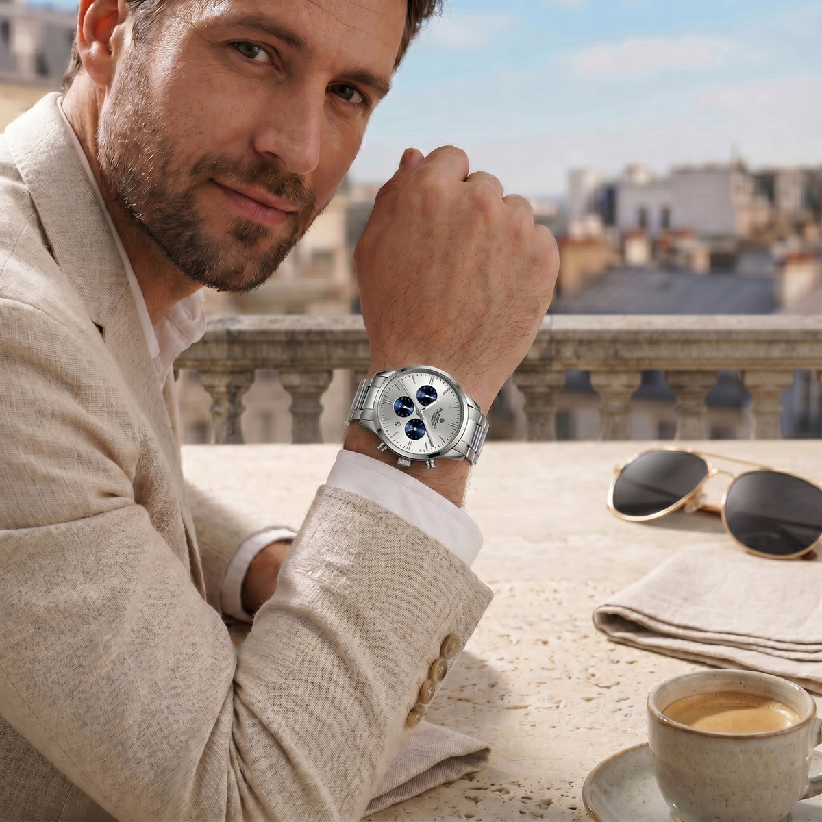 Ocean Pilot Silver Herrenuhr am Handgelenk