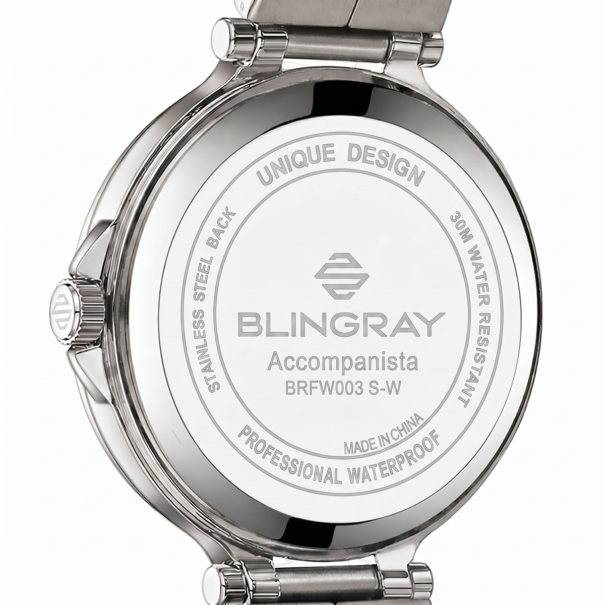 Verschluss und Armband der Accompanista Silver-White Uhr
