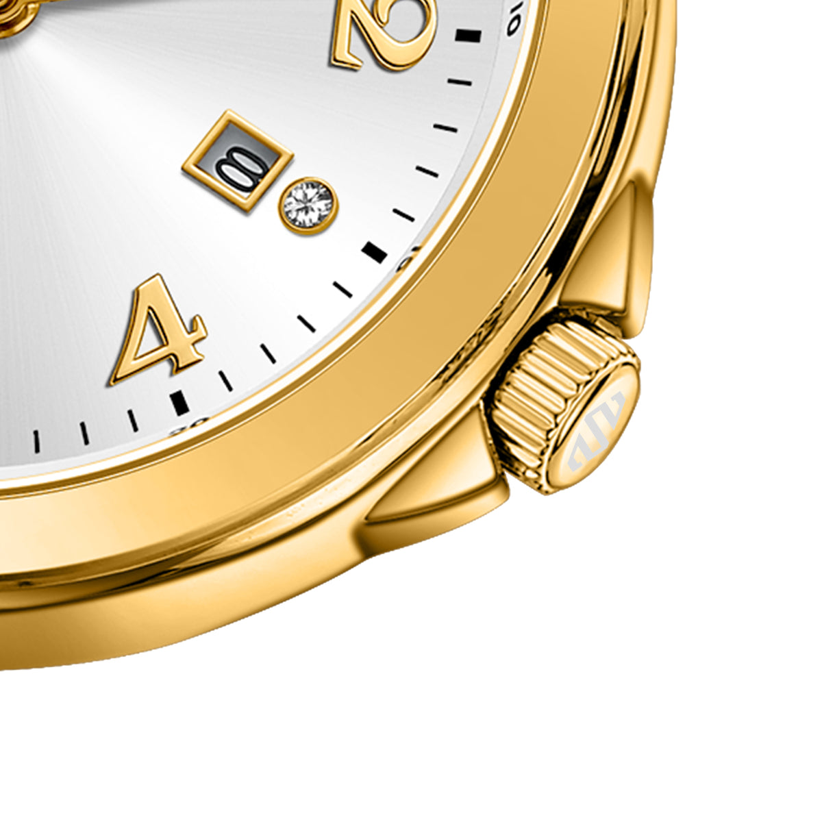 Seitenansicht der Accompanista Gold-White Armbanduhr
