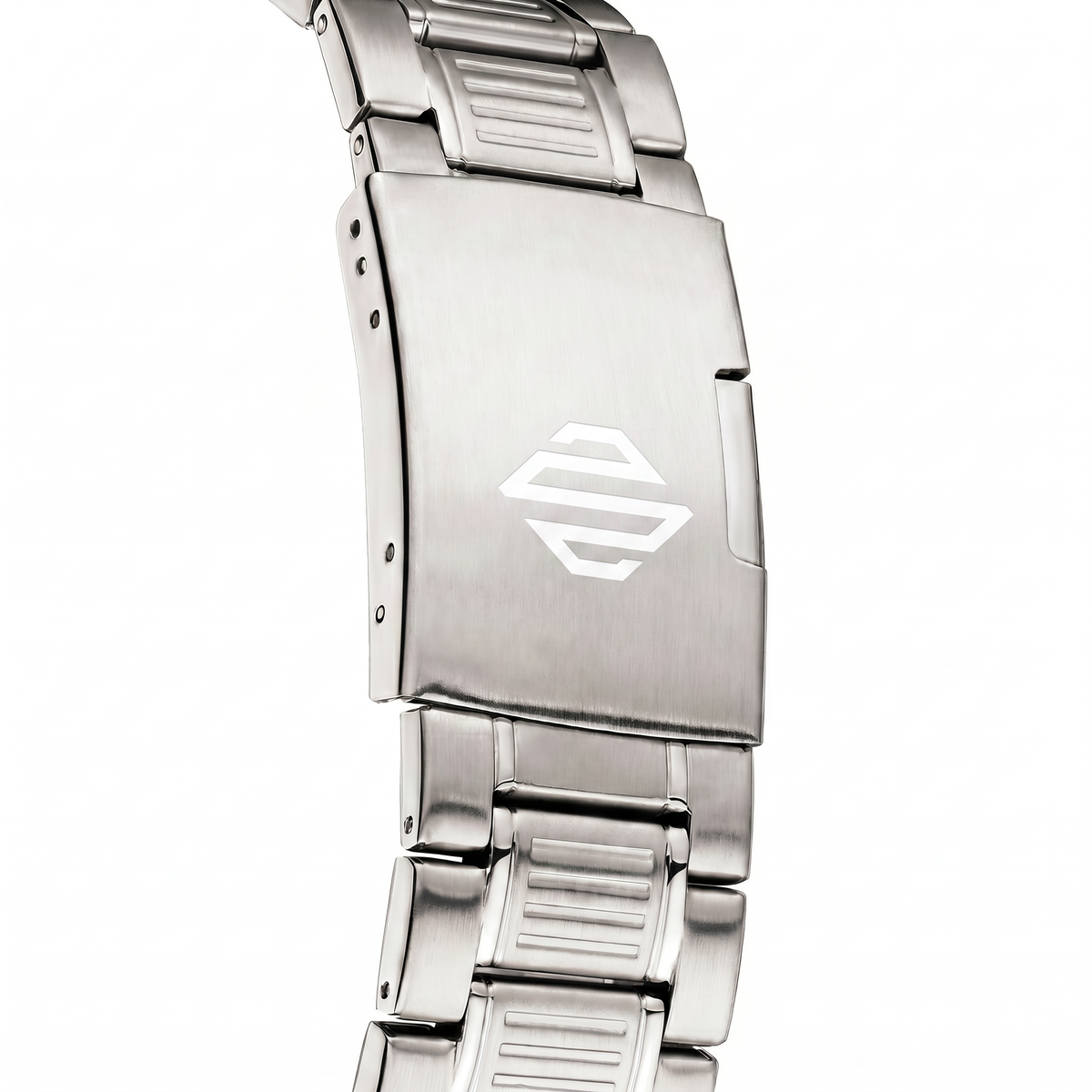 Seitenansicht der Alltrack Pioneer Silver-Green Uhr von Blingray
