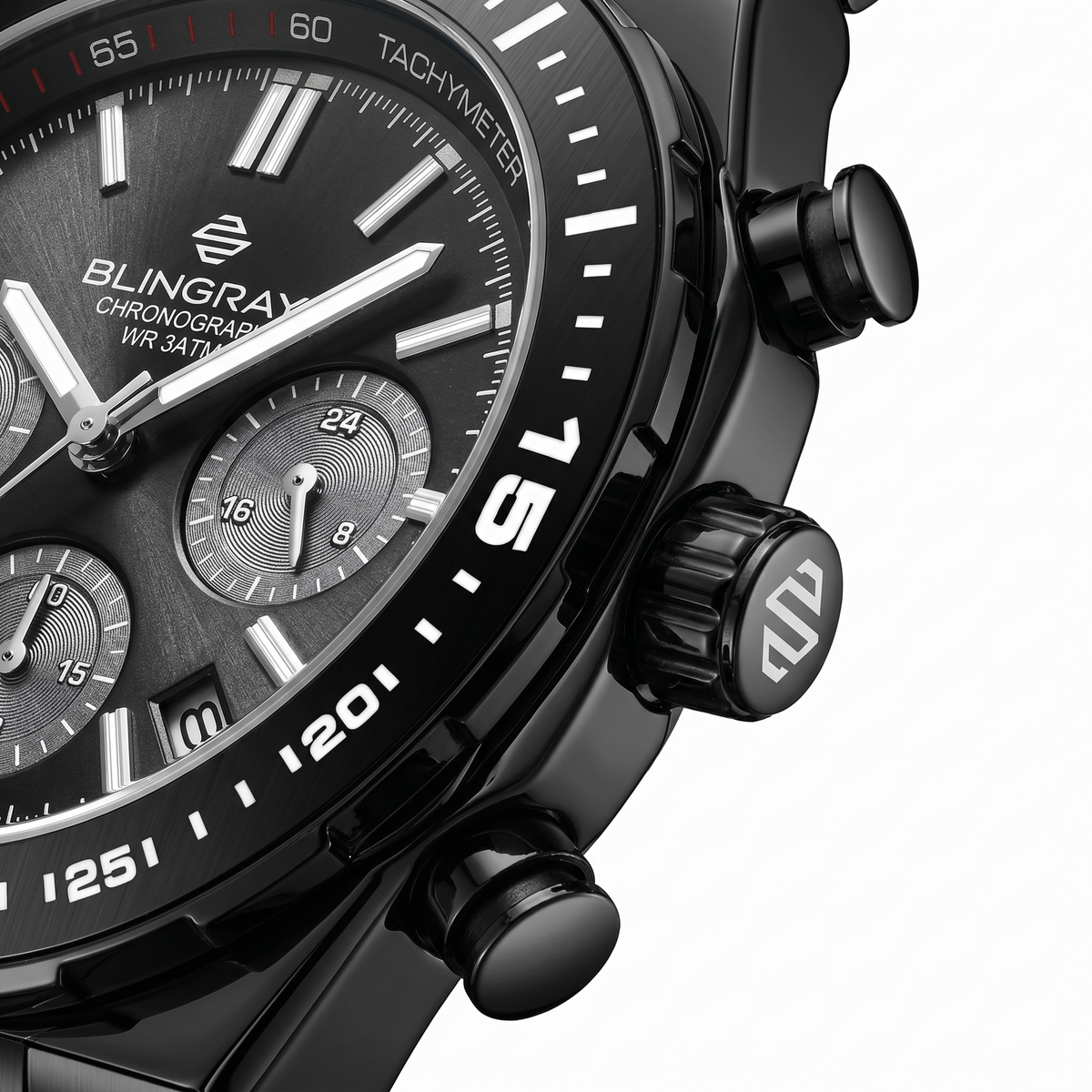 Elegante Black in Black Uhr aus schwarzem Edelstahl
