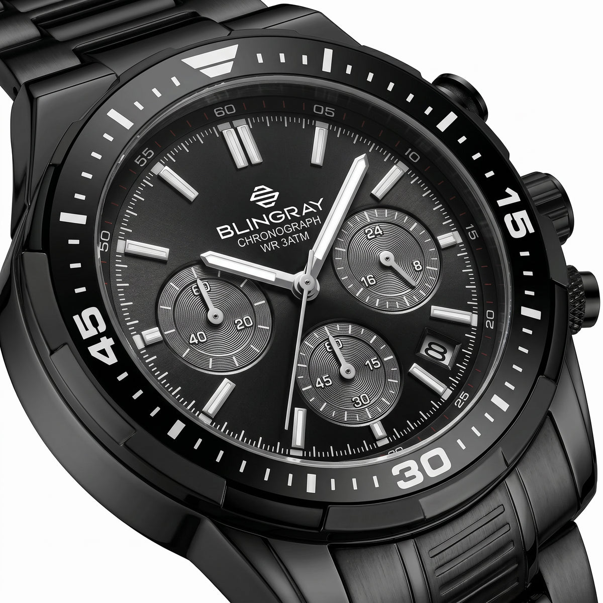 Black in Black Uhr am Handgelenk
Blingray 