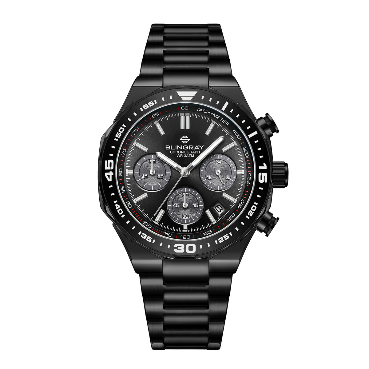Black in Black Uhr von Blingray in komplett schwarzem Design

