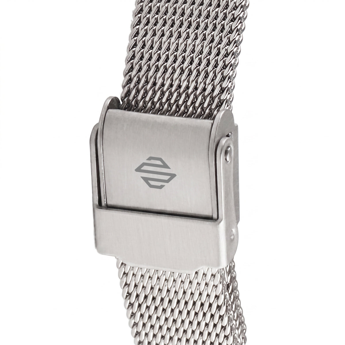 Edelstahlarmband und Verschluss der Material Swirl Silver Damenuhr
