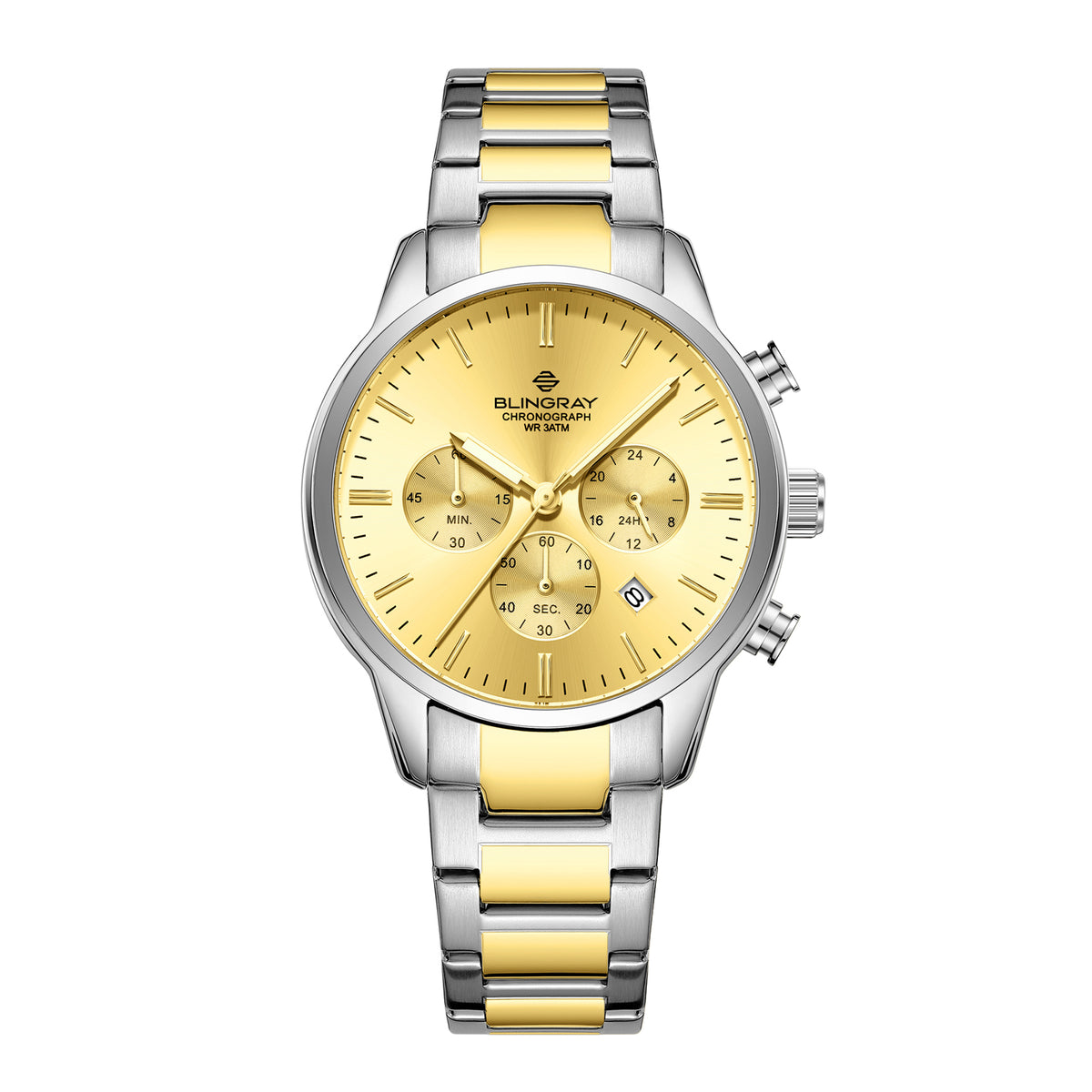 Ocean Pilot Silver-Gold Herrenuhr von Blingray in Silber und Gold
