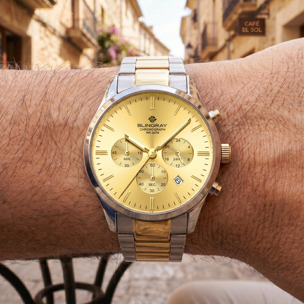 Elegante Ocean Pilot Silver-Gold Uhr mit zweifarbigem Edelstahlarmband
