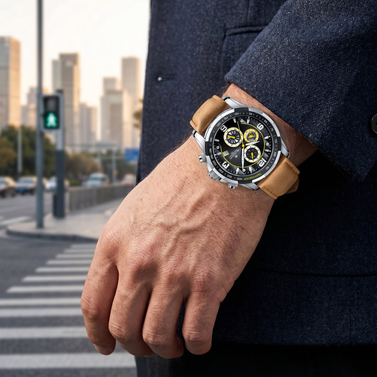 Silber-schwarze Trailblazer Herrenuhr aus Edelstahl
