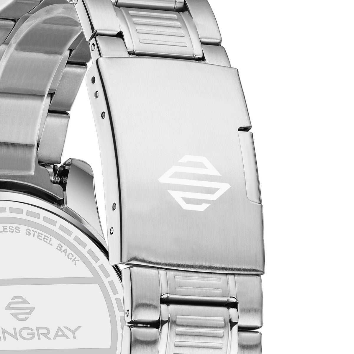 Seitenansicht der Trailblazer Silver-Green Herrenuhr
