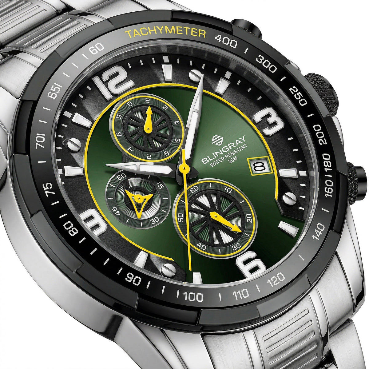 Grünes Zifferblatt der Trailblazer Silver-Green Armbanduhr
