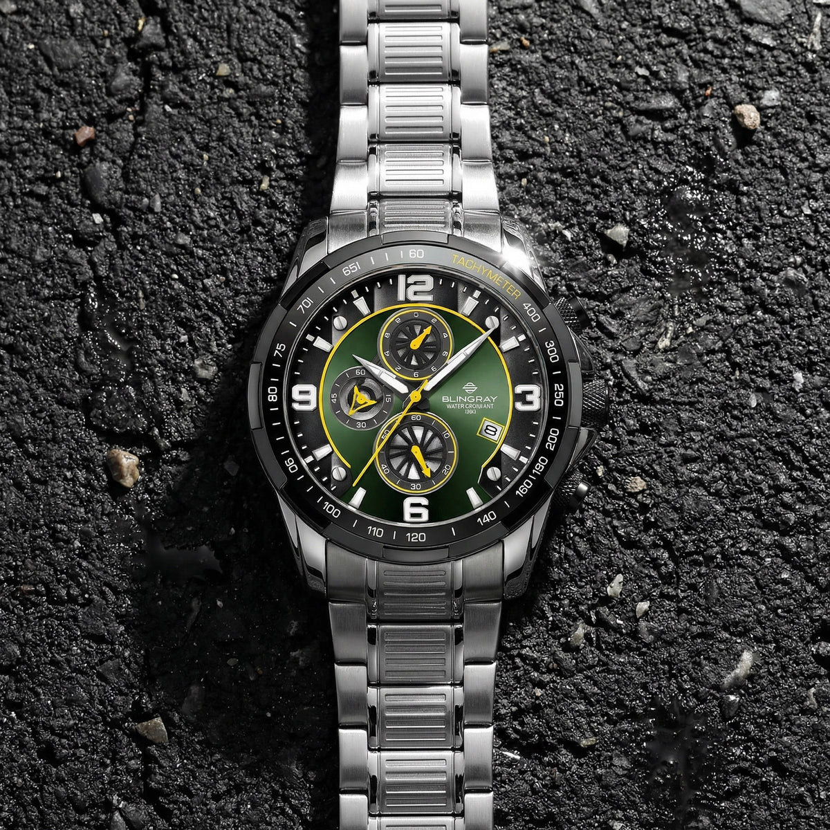 Geschenk für Männer – Trailblazer Silver-Green Herrenuhr von Blingray