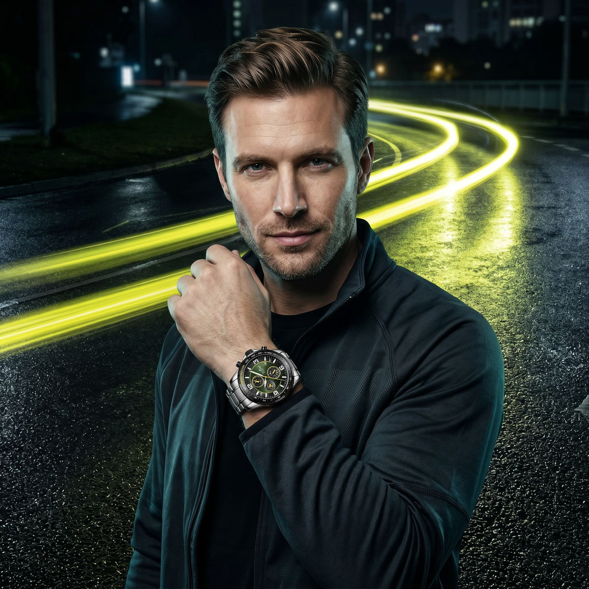 Trailblazer Silver-Green Herrenuhr am Handgelenk
